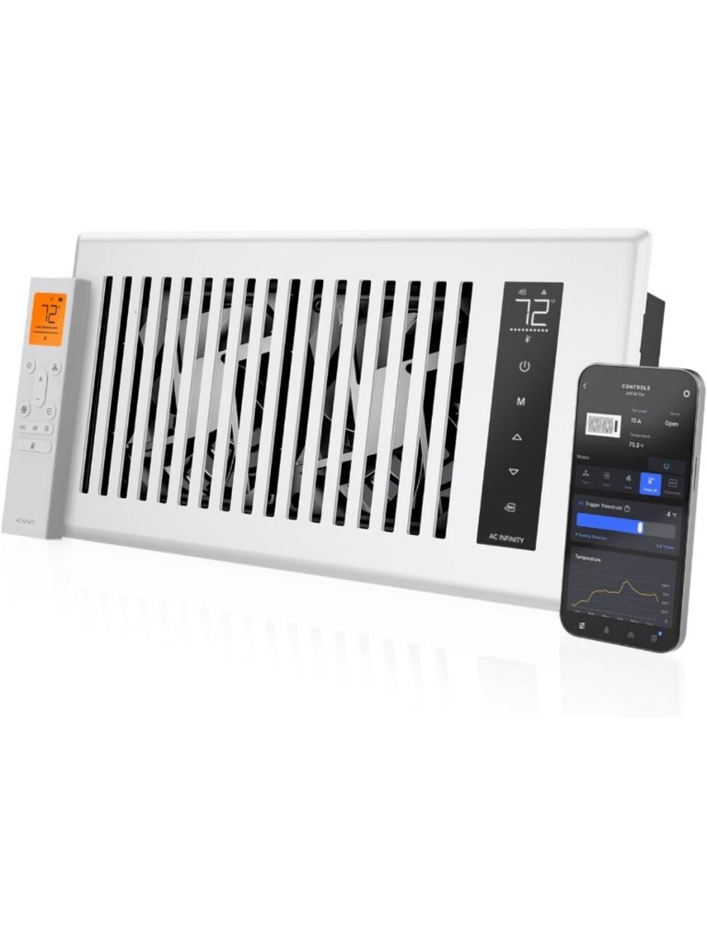 White Register Booster Fan for 4"x10" Openings - Energy-Efficient Air